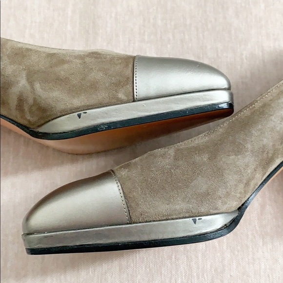 Salvatore Ferragamo Brown Suede Metallic Pumps 4.5 - Picture 10 of 11